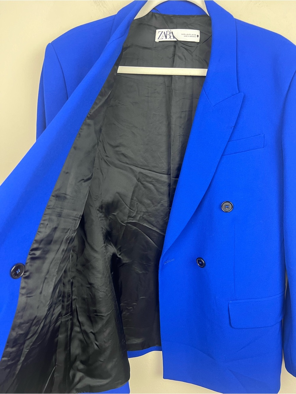 ZARA WOMAN DOUBLE BREASTED BLAZER WITH POCKETS JACKET BLUE 2697/707 XL - Picture 10 of 13